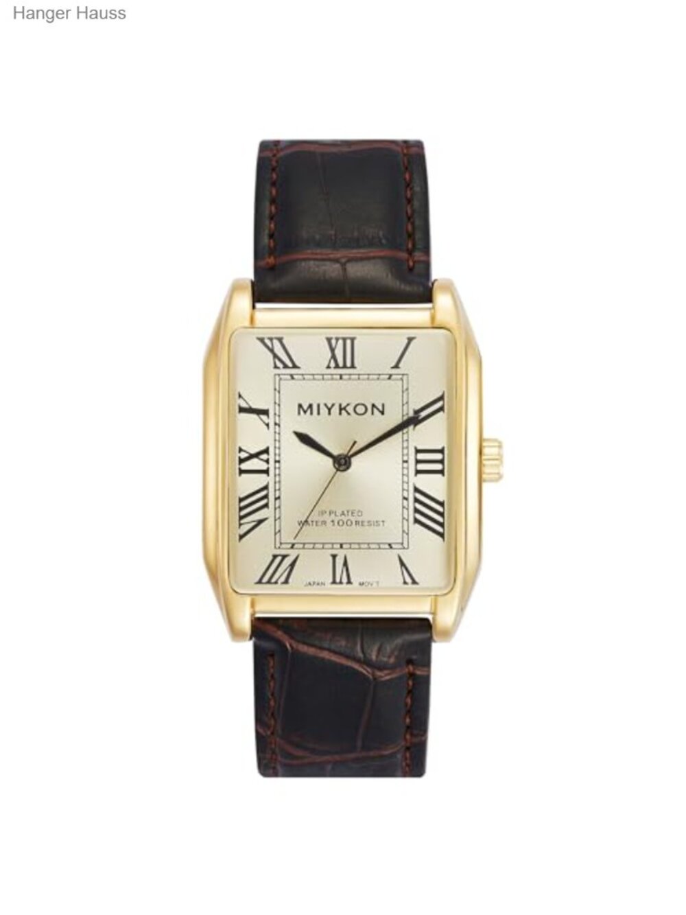 Miykon Men Vintage Tank Dress Watch, Genuine Leather Strap, Water Resistant
